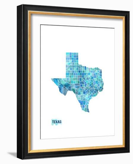 Texas Watercolor Map-Michael Tompsett-Framed Premium Giclee Print