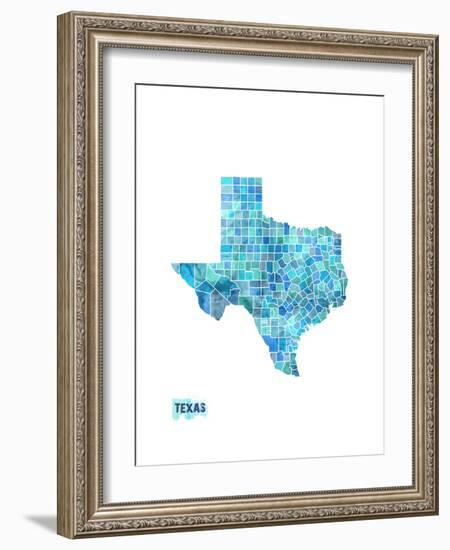 Texas Watercolor Map-Michael Tompsett-Framed Art Print