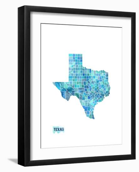 Texas Watercolor Map-Michael Tompsett-Framed Art Print