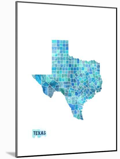 Texas Watercolor Map-Michael Tompsett-Mounted Art Print