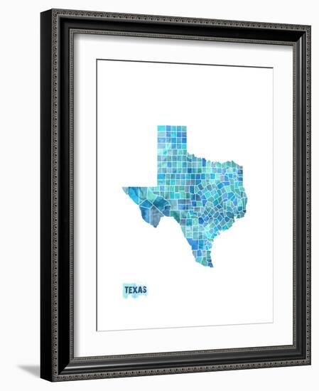 Texas Watercolor Map-Michael Tompsett-Framed Art Print