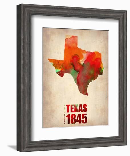 Texas Watercolor Map-NaxArt-Framed Art Print