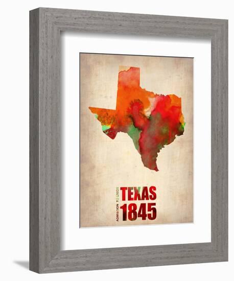 Texas Watercolor Map-NaxArt-Framed Art Print