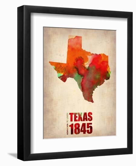 Texas Watercolor Map-NaxArt-Framed Art Print