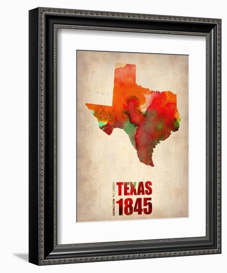 Texas Watercolor Map-NaxArt-Framed Art Print
