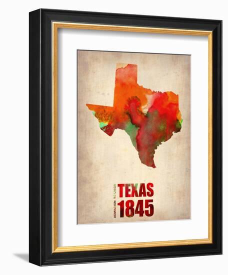 Texas Watercolor Map-NaxArt-Framed Art Print