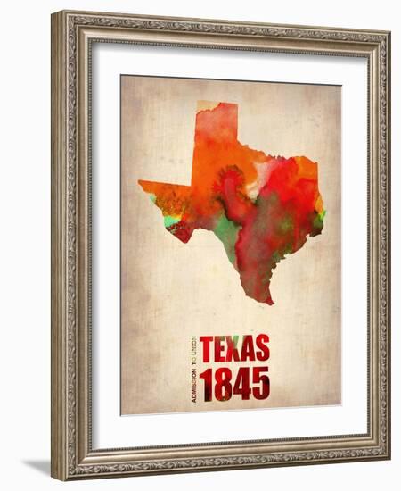 Texas Watercolor Map-NaxArt-Framed Art Print