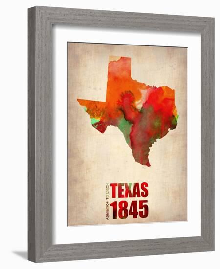 Texas Watercolor Map-NaxArt-Framed Art Print