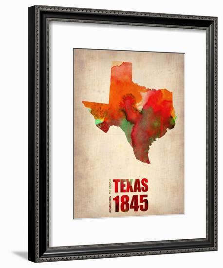 Texas Watercolor Map-NaxArt-Framed Art Print
