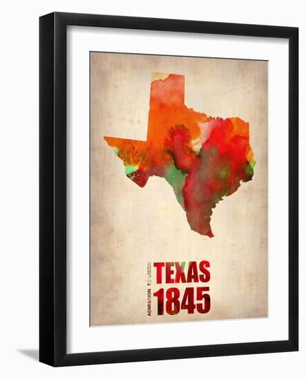 Texas Watercolor Map-NaxArt-Framed Art Print