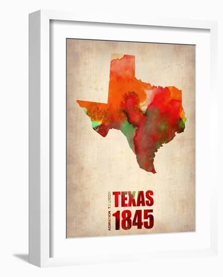 Texas Watercolor Map-NaxArt-Framed Art Print