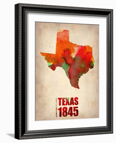 Texas Watercolor Map-NaxArt-Framed Art Print