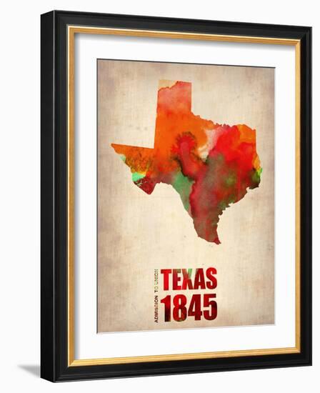 Texas Watercolor Map-NaxArt-Framed Art Print