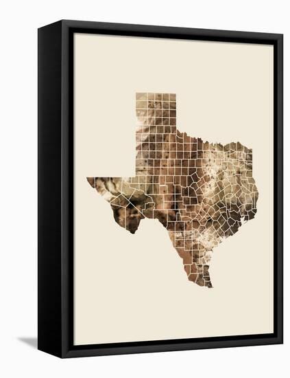 Texas Watercolor Map-Michael Tompsett-Framed Stretched Canvas