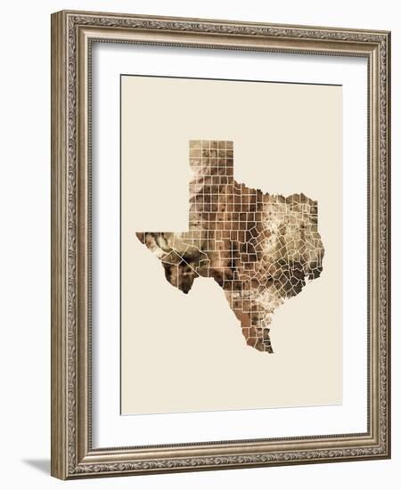 Texas Watercolor Map-Michael Tompsett-Framed Art Print