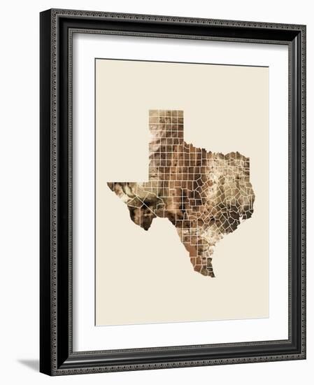 Texas Watercolor Map-Michael Tompsett-Framed Art Print