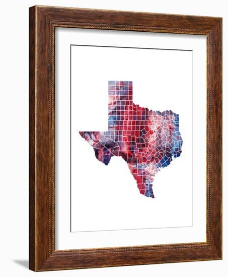 Texas Watercolor Map-Michael Tompsett-Framed Art Print