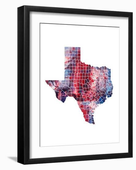 Texas Watercolor Map-Michael Tompsett-Framed Art Print