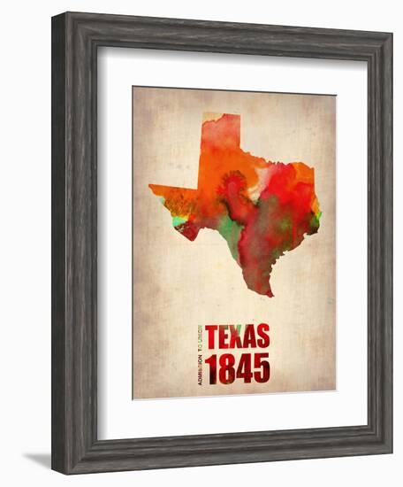 Texas Watercolor Map-NaxArt-Framed Art Print