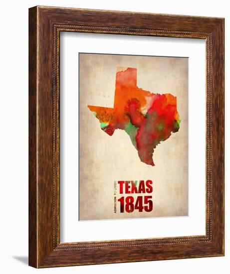 Texas Watercolor Map-NaxArt-Framed Art Print