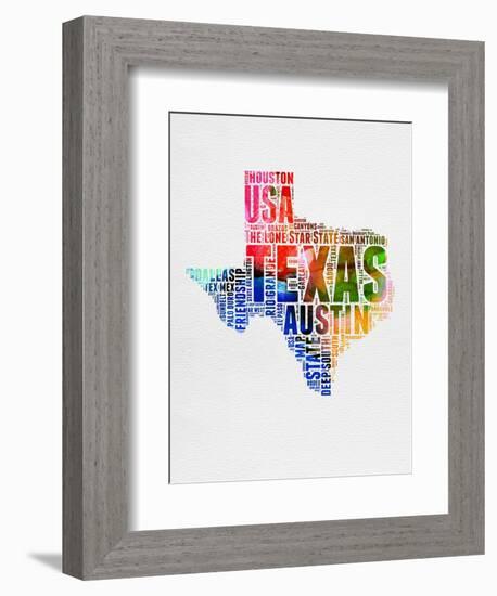 Texas Watercolor Word Cloud-NaxArt-Framed Art Print