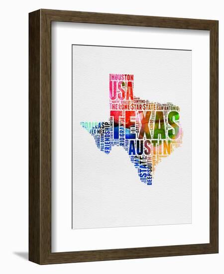 Texas Watercolor Word Cloud-NaxArt-Framed Art Print