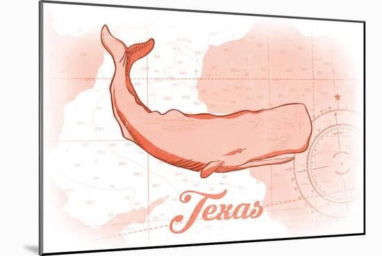 Texas - Whale - Coral - Coastal Icon-Lantern Press-Mounted Art Print