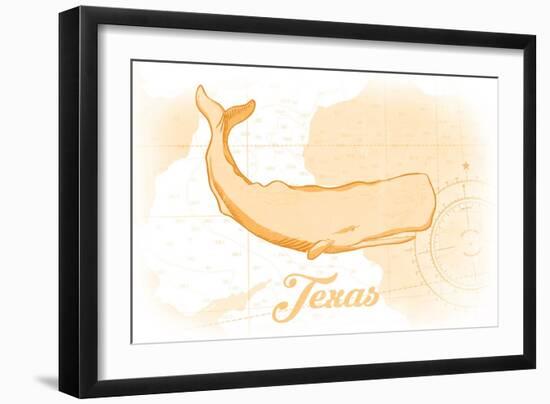 Texas - Whale - Yellow - Coastal Icon-Lantern Press-Framed Art Print