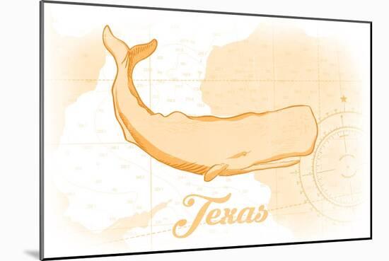 Texas - Whale - Yellow - Coastal Icon-Lantern Press-Mounted Art Print