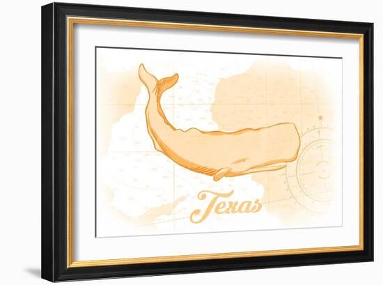 Texas - Whale - Yellow - Coastal Icon-Lantern Press-Framed Art Print