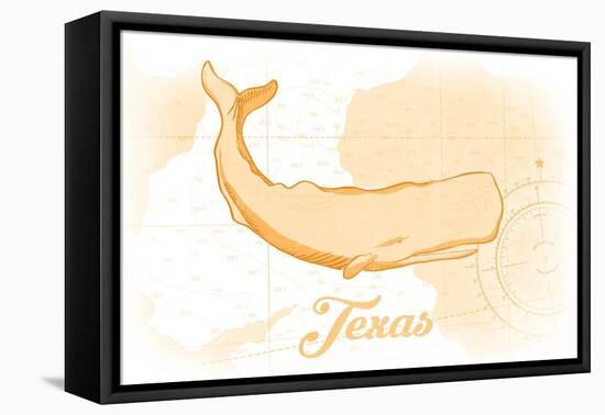 Texas - Whale - Yellow - Coastal Icon-Lantern Press-Framed Stretched Canvas