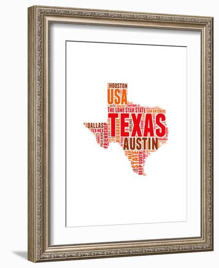 Texas Word Cloud Map-NaxArt-Framed Art Print