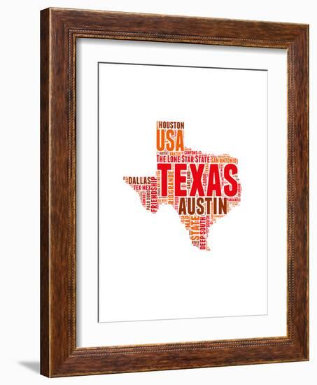 Texas Word Cloud Map-NaxArt-Framed Art Print