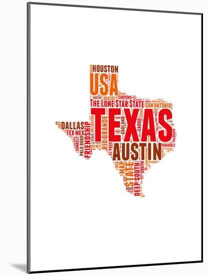 Texas Word Cloud Map-NaxArt-Mounted Art Print