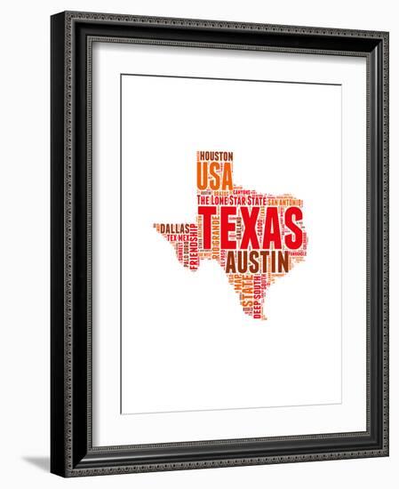 Texas Word Cloud Map-NaxArt-Framed Art Print