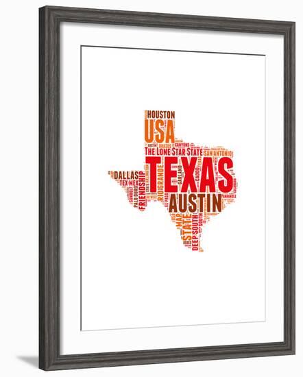 Texas Word Cloud Map-NaxArt-Framed Art Print