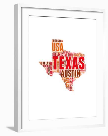 Texas Word Cloud Map-NaxArt-Framed Art Print