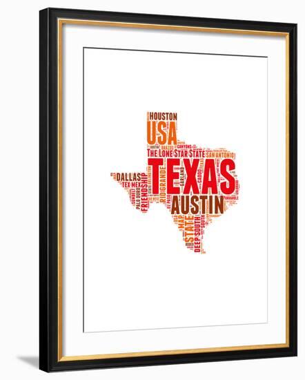 Texas Word Cloud Map-NaxArt-Framed Art Print