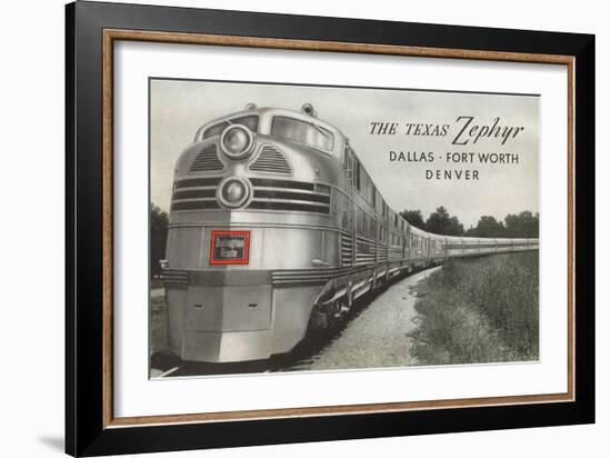 Texas Zephyr, Streamlined Train-null-Framed Art Print