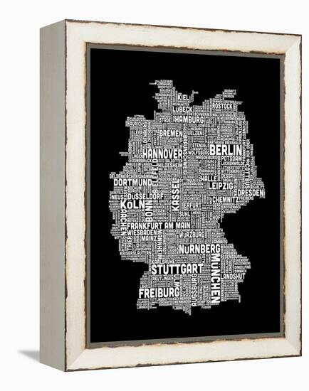 Text Map of Germany Map-Michael Tompsett-Framed Stretched Canvas