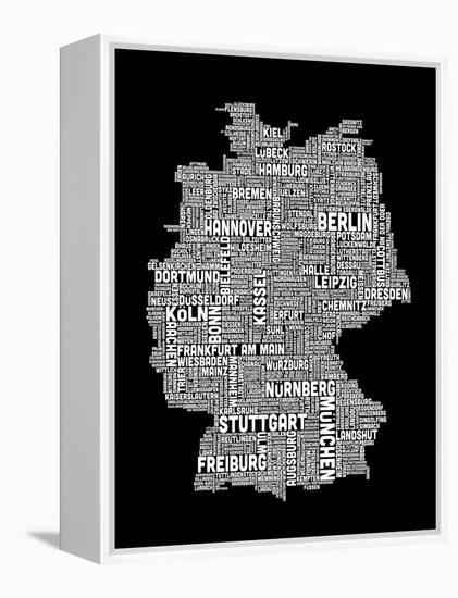 Text Map of Germany Map-Michael Tompsett-Framed Stretched Canvas