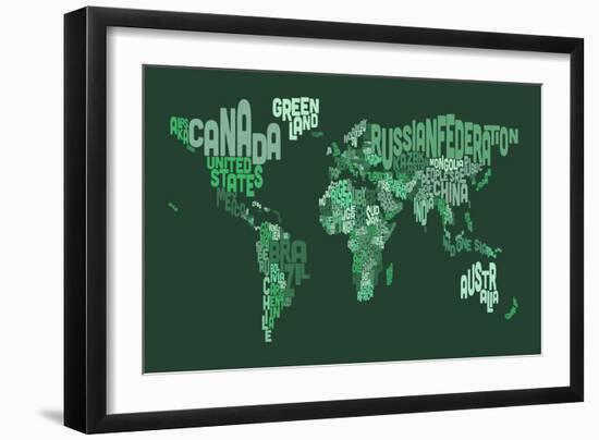 Text Map of the World Map-Michael Tompsett-Framed Art Print