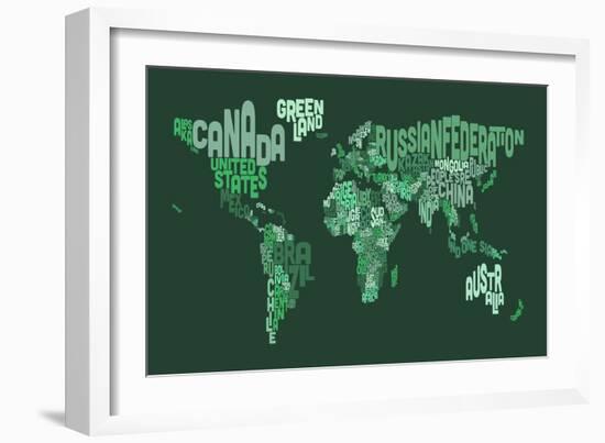 Text Map of the World Map-Michael Tompsett-Framed Art Print