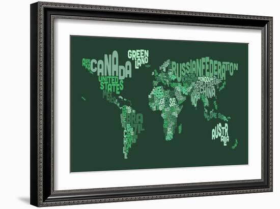 Text Map of the World Map-Michael Tompsett-Framed Art Print