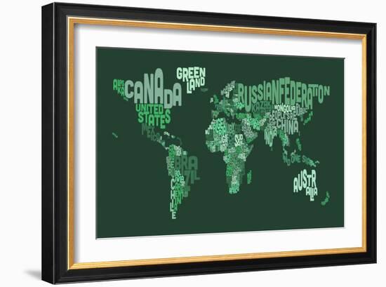 Text Map of the World Map-Michael Tompsett-Framed Art Print