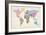 Text Map of the World Map-Michael Tompsett-Framed Art Print