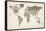 Text Map of the World-Michael Tompsett-Framed Stretched Canvas