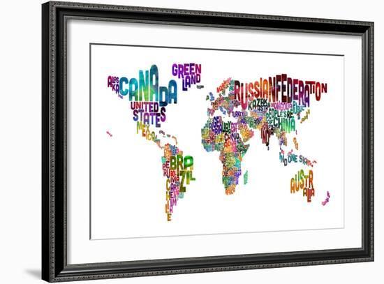 Text Map of the World-Michael Tompsett-Framed Art Print