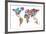 Text Map of the World-Michael Tompsett-Framed Art Print