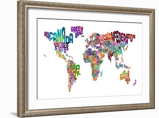 Text Map of the World-Michael Tompsett-Framed Art Print